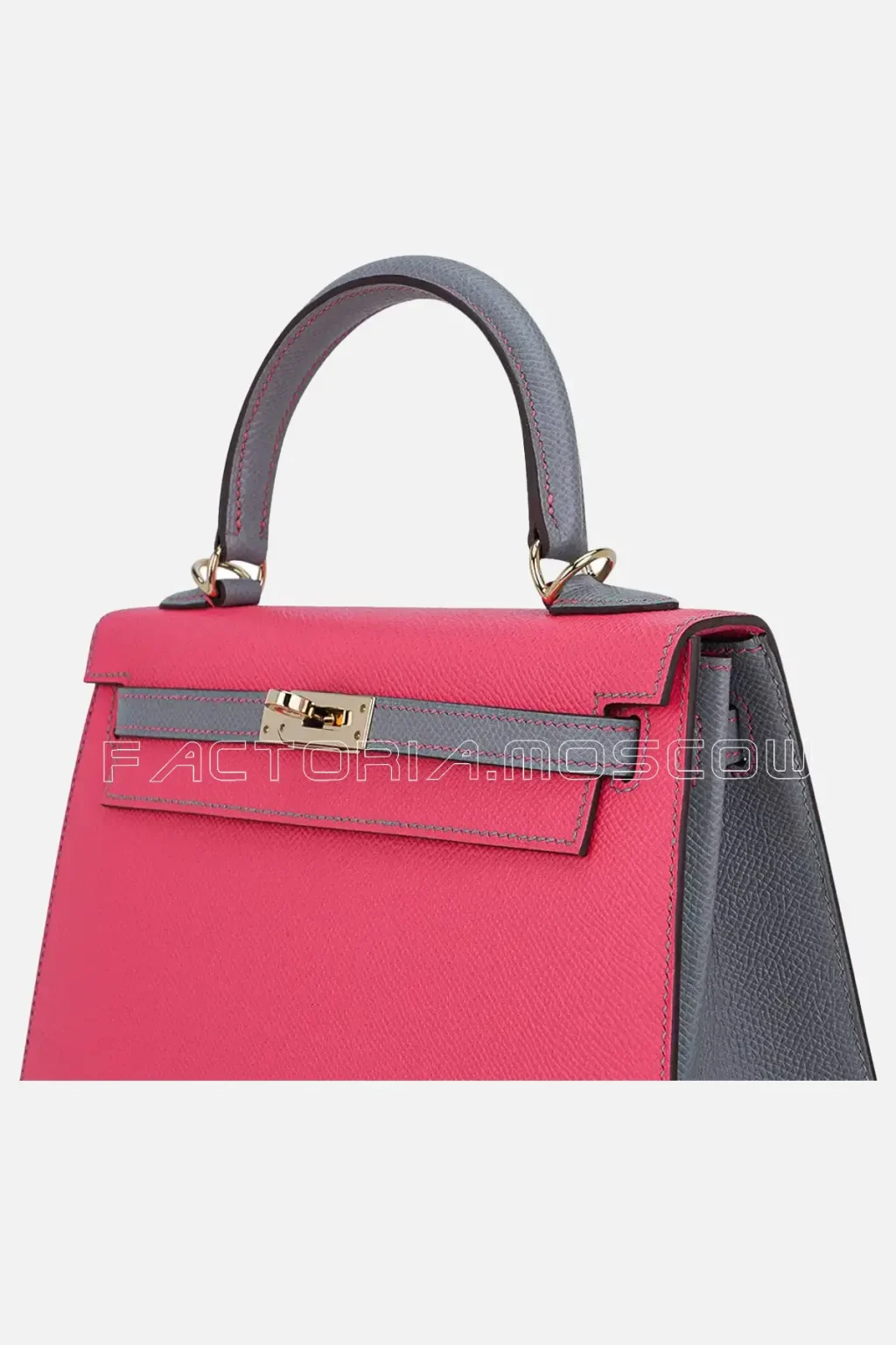Hermes HSS Kelly Sellier 25 Bag Rose Azalee/Gris Mouette Epsom Leather Permabrass Hardware
