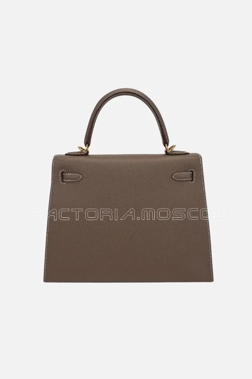 Hermes Kelly Sellier 25 Bag Etoupe Epsom Leather GHW