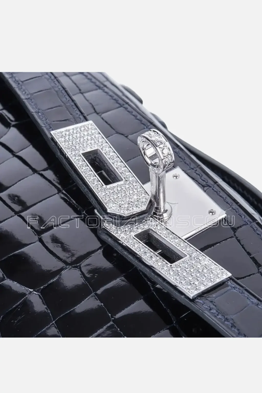 Hermes Kelly Cut Clutch Crocodile Blue Marine Hardware Diamond