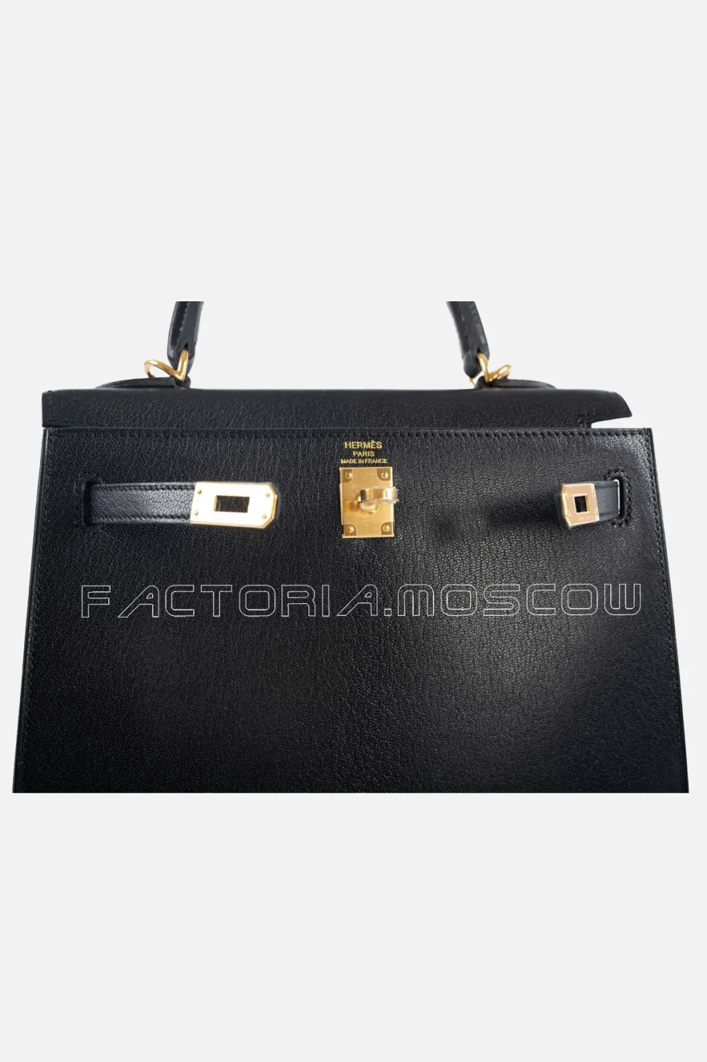 Hermes Kelly Sellier 25 Black Chevre Leather GHW