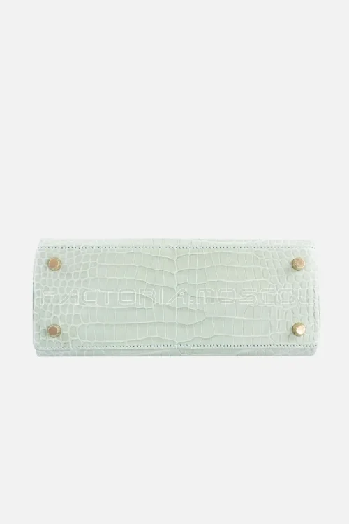 Hermes Kelly Retourne 25 Vert D'Eau Matte Porosus Crocodile GHW