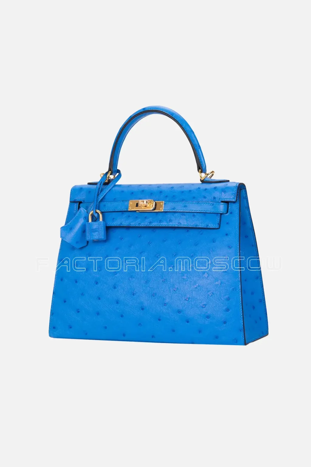 Hermes Kelly Sellier 25 Ostrich Colour Bleuet GHW