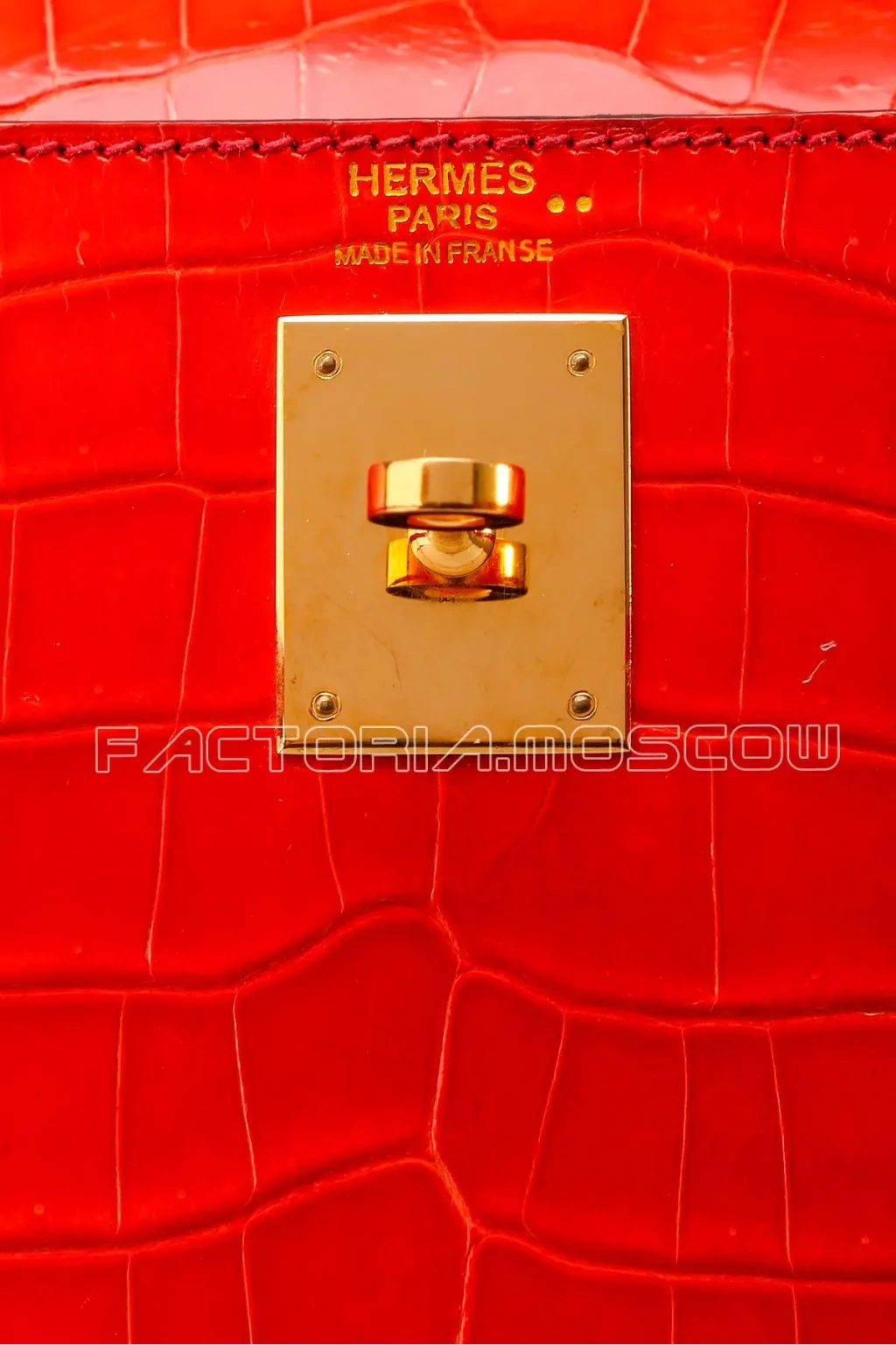Hermes Kelly Sellier 32 Crocodile Niloticus lisse Braise GHW