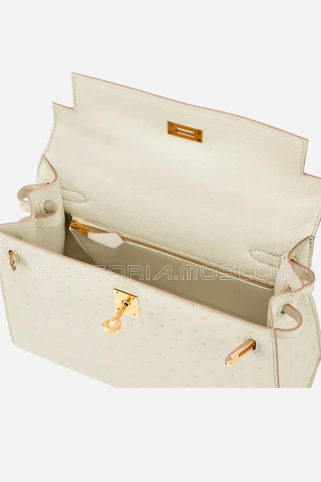 Hermès Kelly Sellier 25 Ostrich Colour Beton GHW