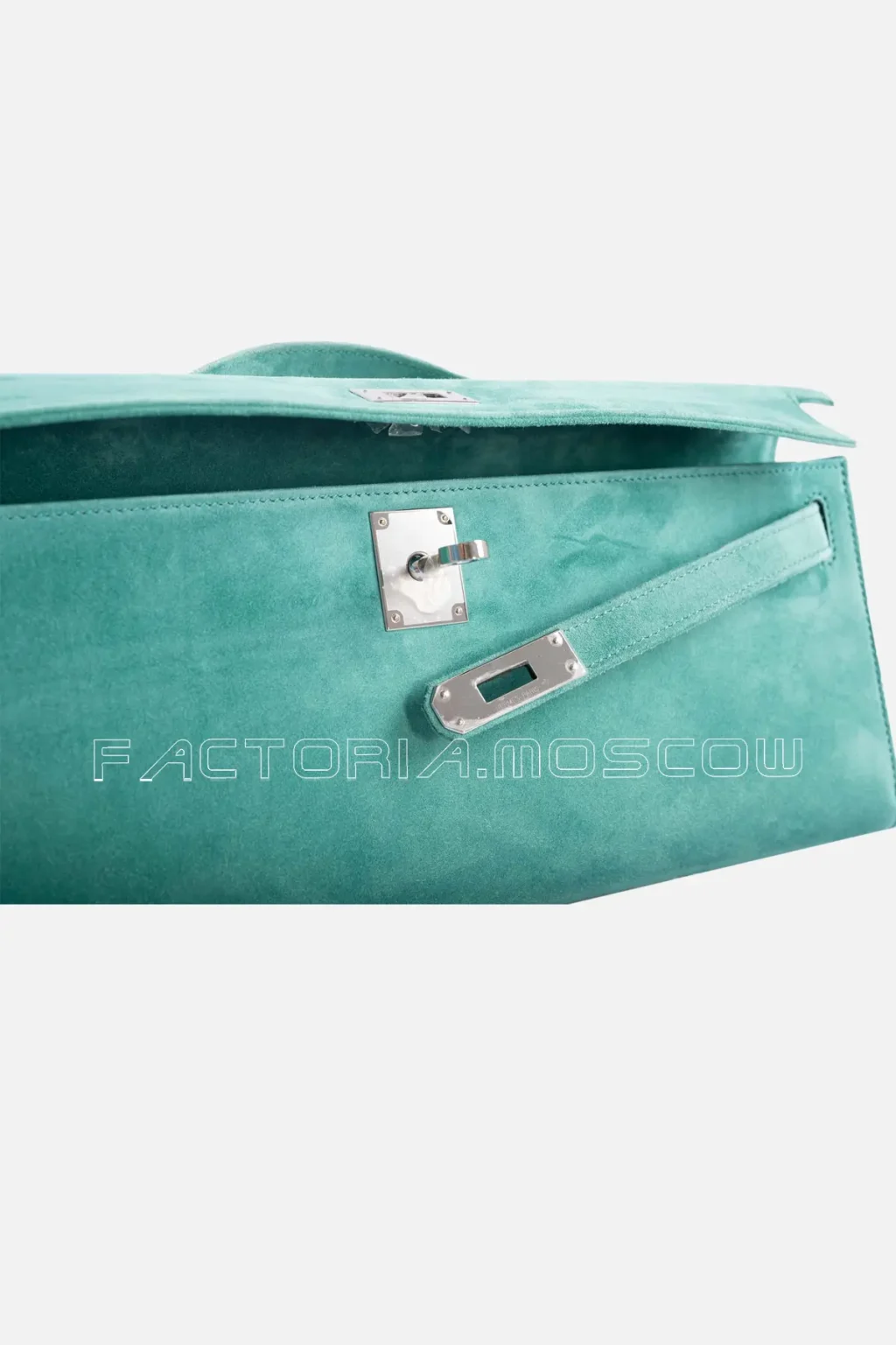 Hermes Kelly Cut Vert Verone Doblis Suede PHW