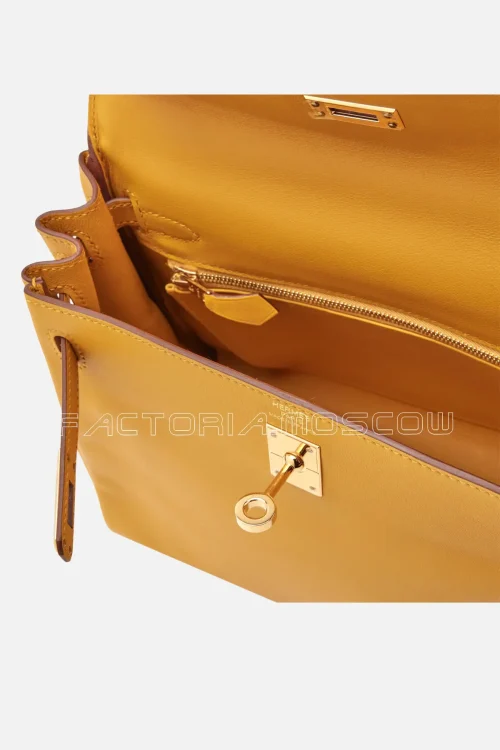 Hermès Kelly Retourne 25 Swift Colour Jaune Ambre GHW