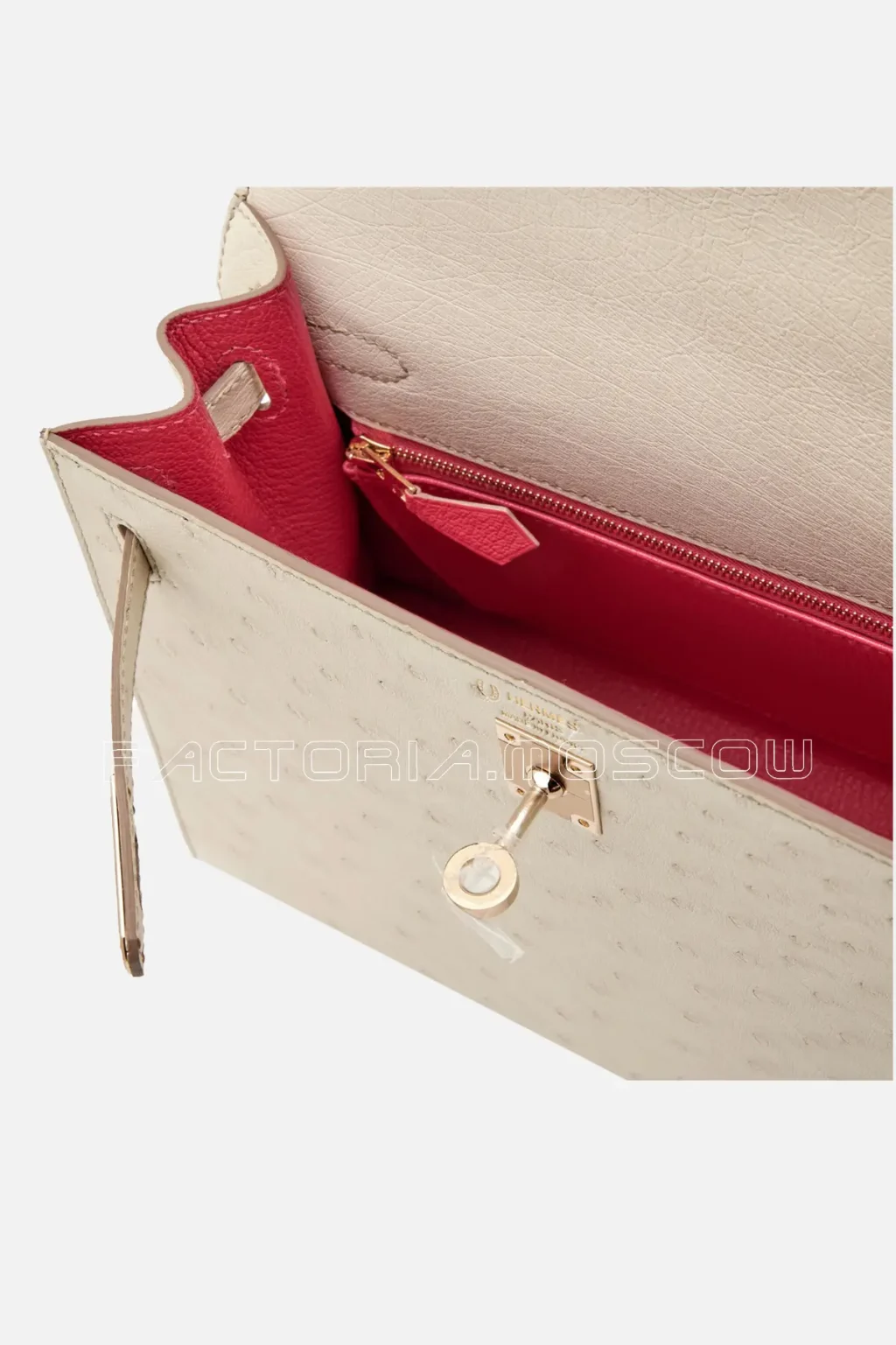 Hermès Kelly Sellier 25 Ostrich Colour Nata Permabrass Hardware
