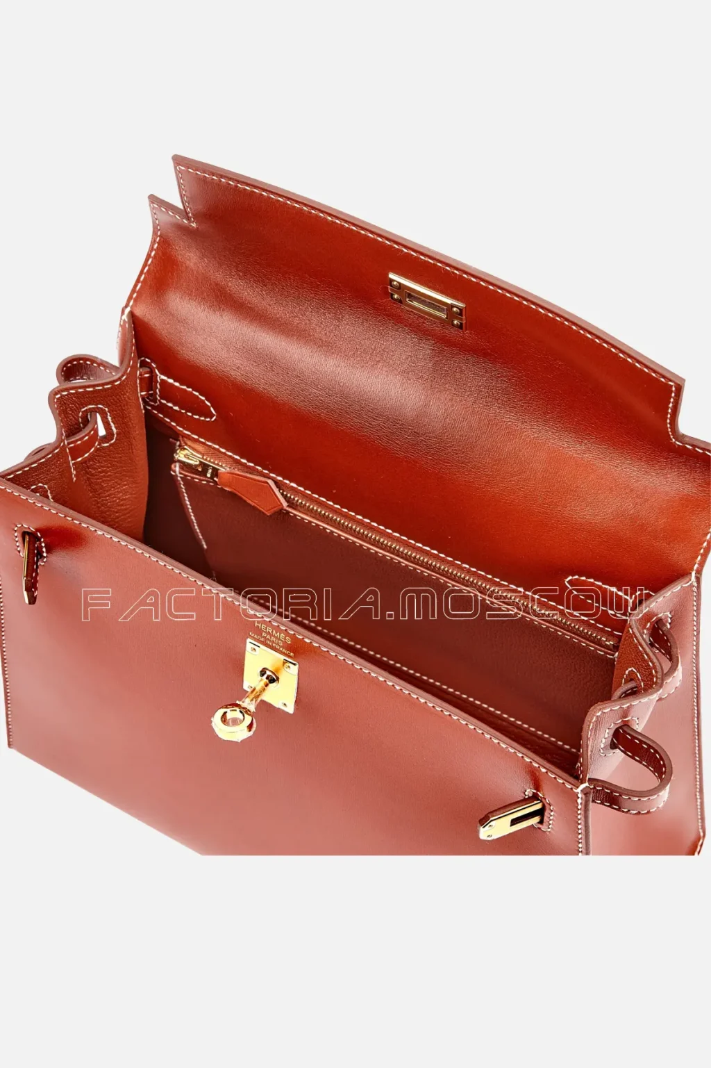 Hermès Kelly Sellier 25 Brique Box Leather GHW