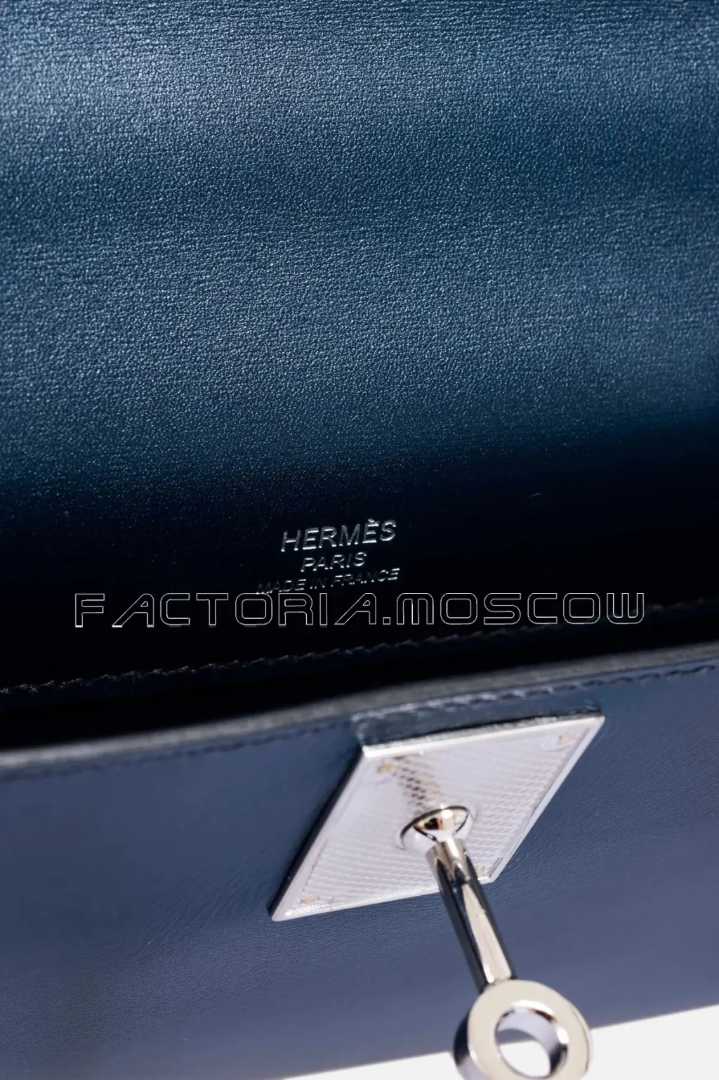 Hermes Kelly Cut Clutch Bleu De Prusse Box PHW