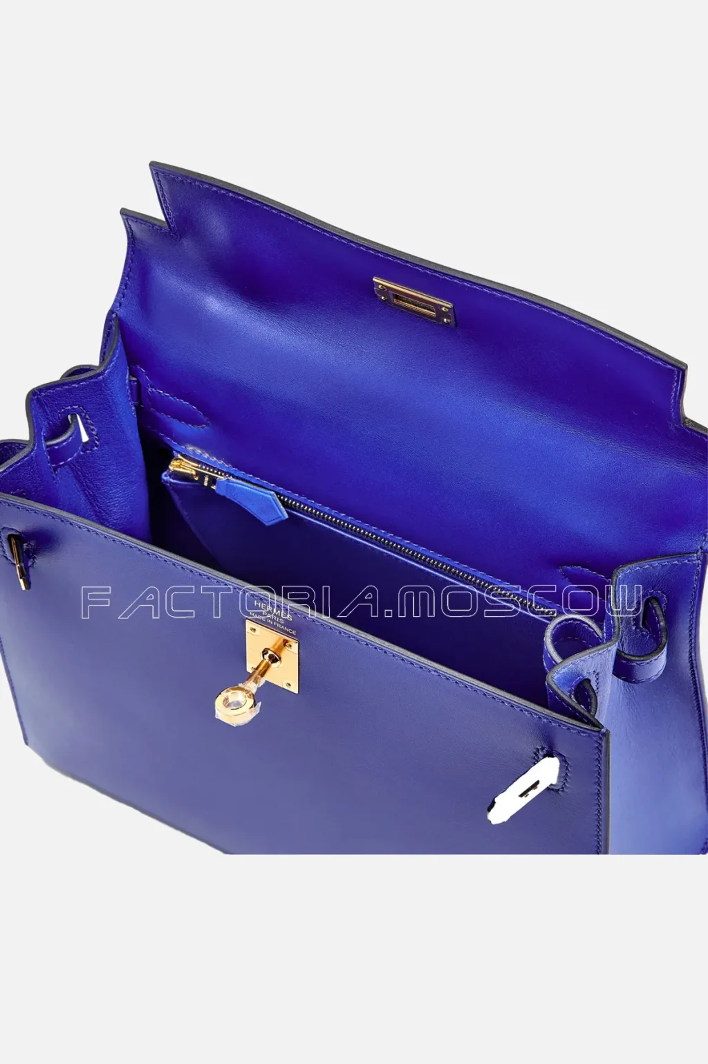 Hermès Kelly Sellier 25 Tadelakt Colour Bleu Electrique GHW
