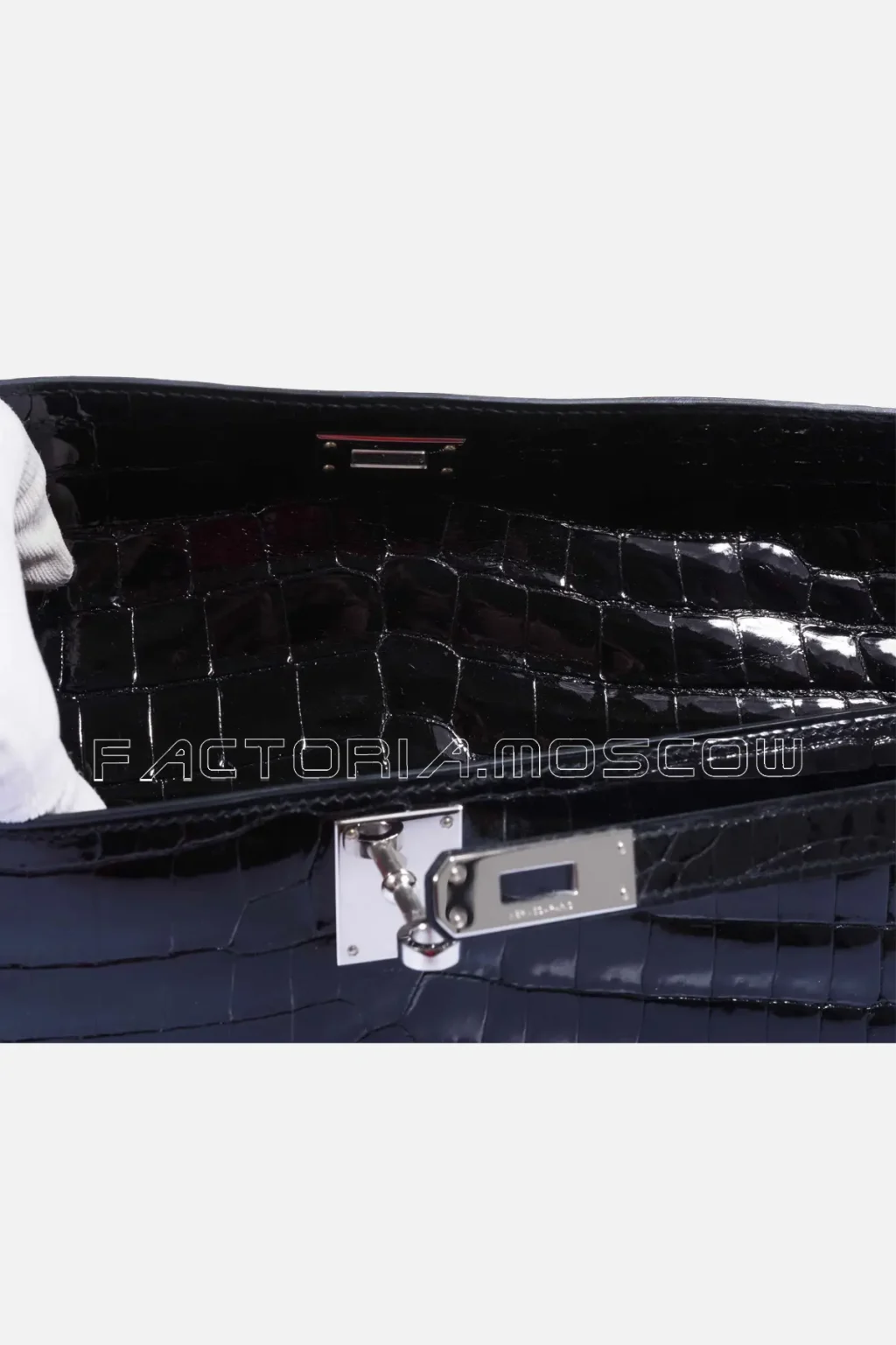 Hermes Kelly Cut Black Niloticus Crocodile PHW