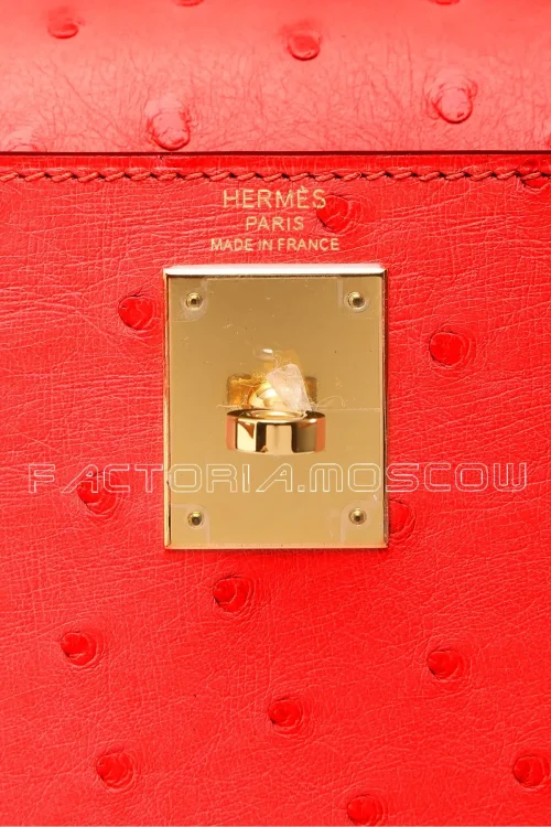 Hermes Kelly Sellier 32 Ostrich Geranium GHW