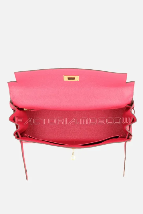 Hermès Kelly Retourne 32 Clemence Colour Rose Extreme GHW