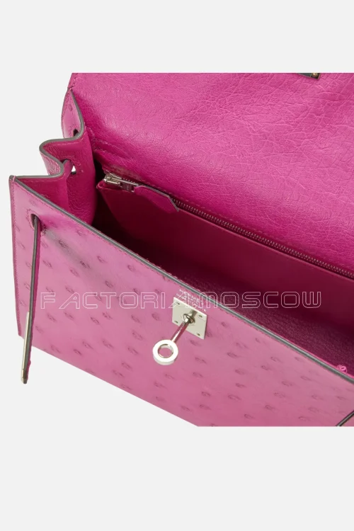 Hermès Kelly Sellier 25 Ostrich Colour Rose Pourpre PHW