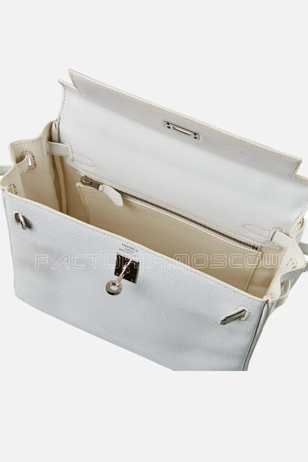 Hermès Kelly Retourne 25 Epsom Colour Blanc PHW