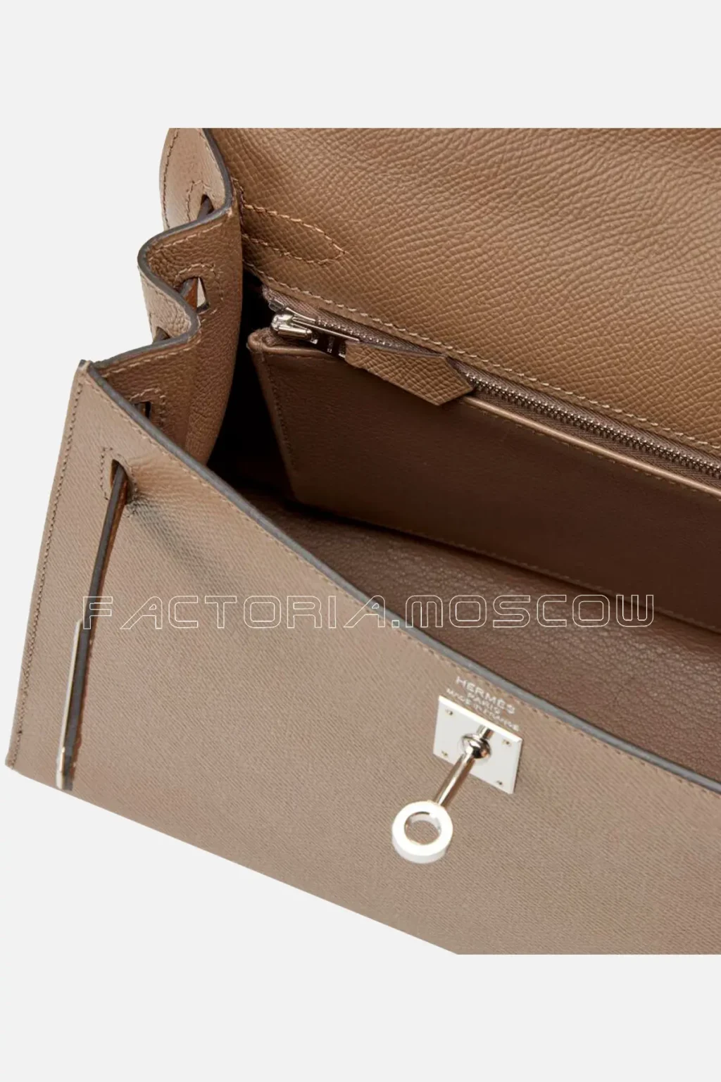 Hermès Kelly Sellier 25 Epsom Colour Etoupe, Alezan And Biscuit PHW