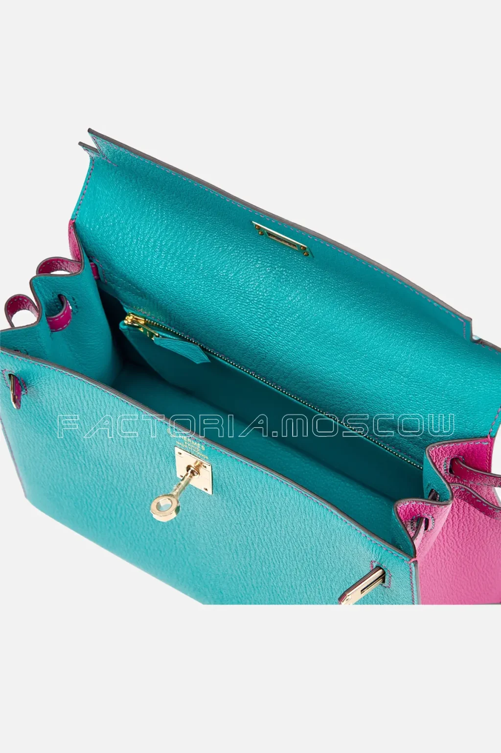 Hermès HSS Kelly Sellier 25 Chèvre Mysore Colour Bleu Paon And Anemone Permabrass Hardware