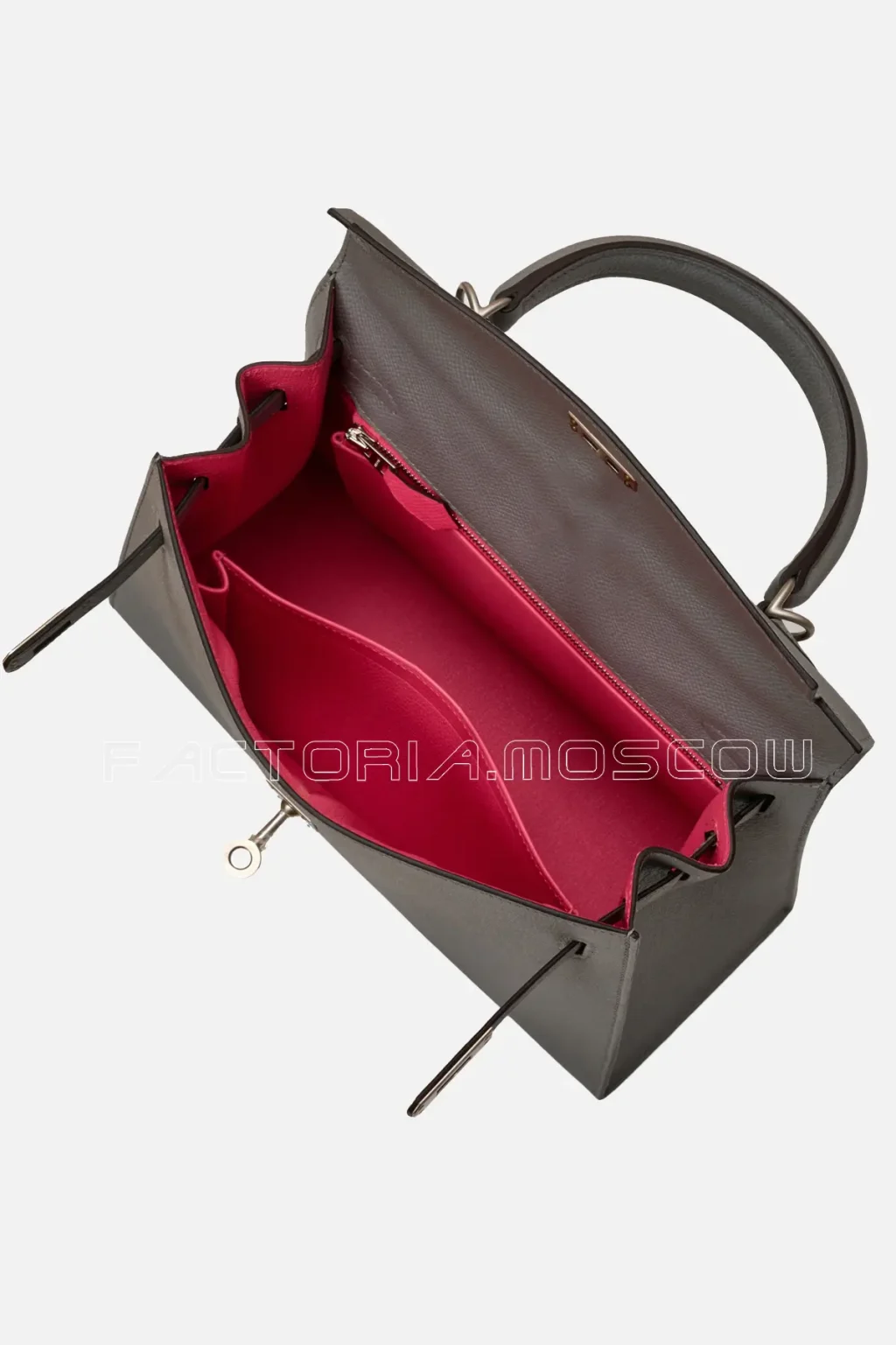 Hermès HSS Kelly Sellier 25 Epsom Colour Gris Asphalte And Rose Azalee Brushed PHW