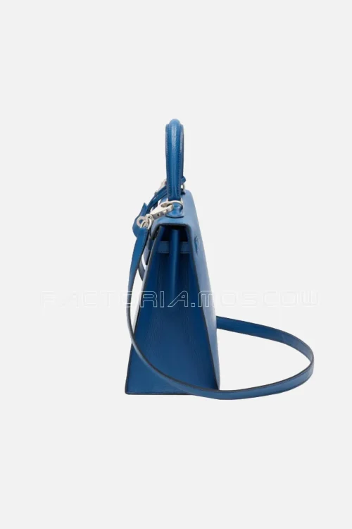Hermès HSS Kelly Sellier 25 Chèvre Mysore Colour Bleu Saphir And Bleu Hydra Brushed PHW