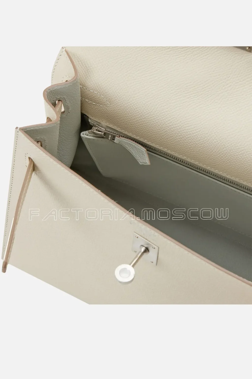 Hermès HSS Kelly Sellier 25 Epsom Craie And Gris Perle Brushed PHW