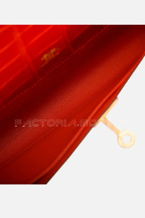 Hermès Kelly Cut Orange Poppy Porosus Crocodile GHW
