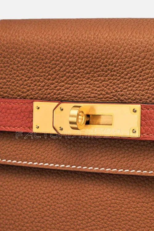 Hermès Hss Kelly Retourne 35 Togo Colour Gold/Brique GHW