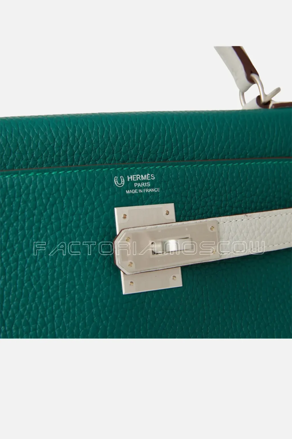 Hermès Special Order (HSS) Kelly Retourne 28 Malachite And Gris Perle Clemence Brushed PHW