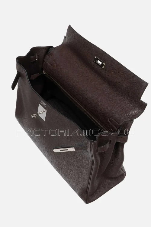 Hermès Kelly Retourne 35 Clemence Colour Chocolate PHW