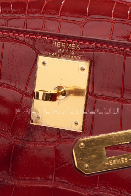 Hermès Kelly Sellier 28 Alligator Rouge Vif GHW