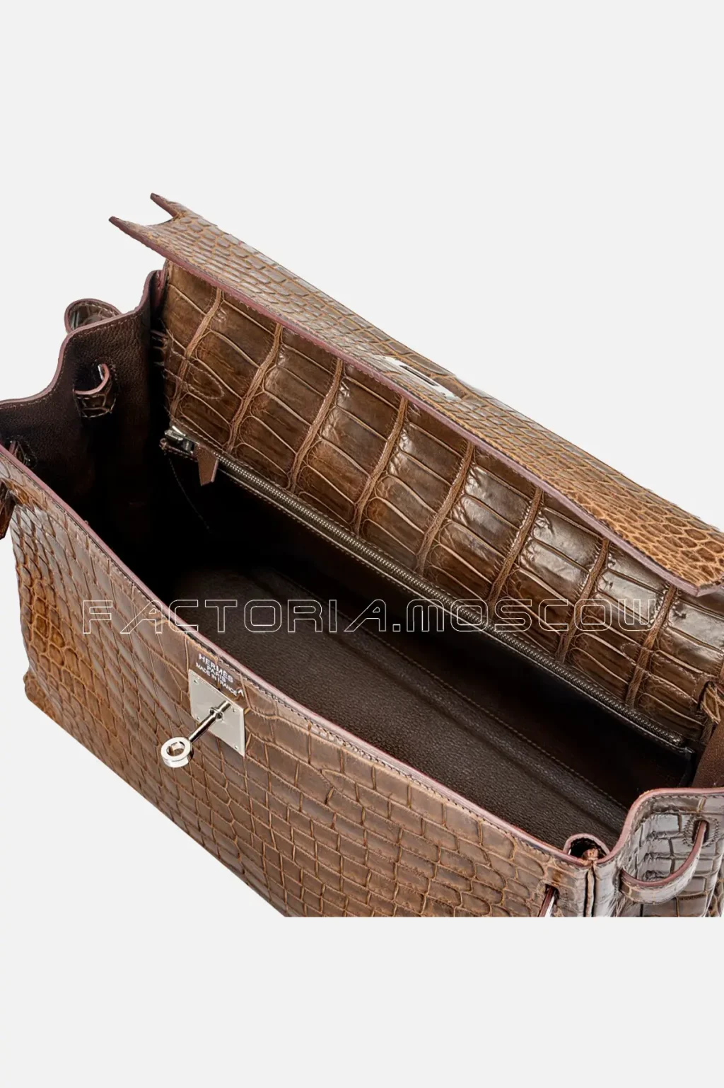 Hermès Kelly Retourne 35 Porosus Crocodile Colour Gris Elephant PHW