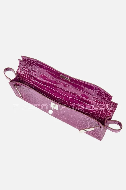 Hermès Kelly Cut Violet Shiny Porosus PHW