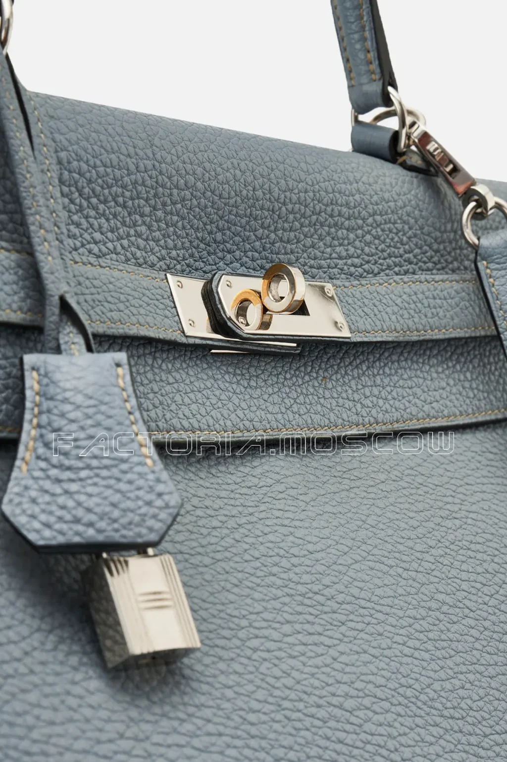 Hermès Kelly Retourne 35 Clemence Bleu Lin PHW