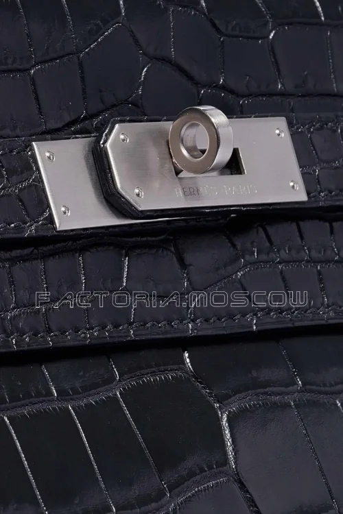 Hermès Kelly Retourne 35 Matte Niloticus Colour Black PHW