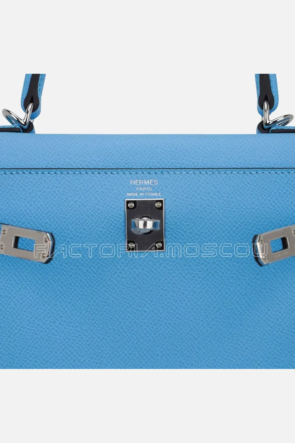 Hermes Kelly Sellier 25 Bag Blue Celeste Palladium Epsom Leather