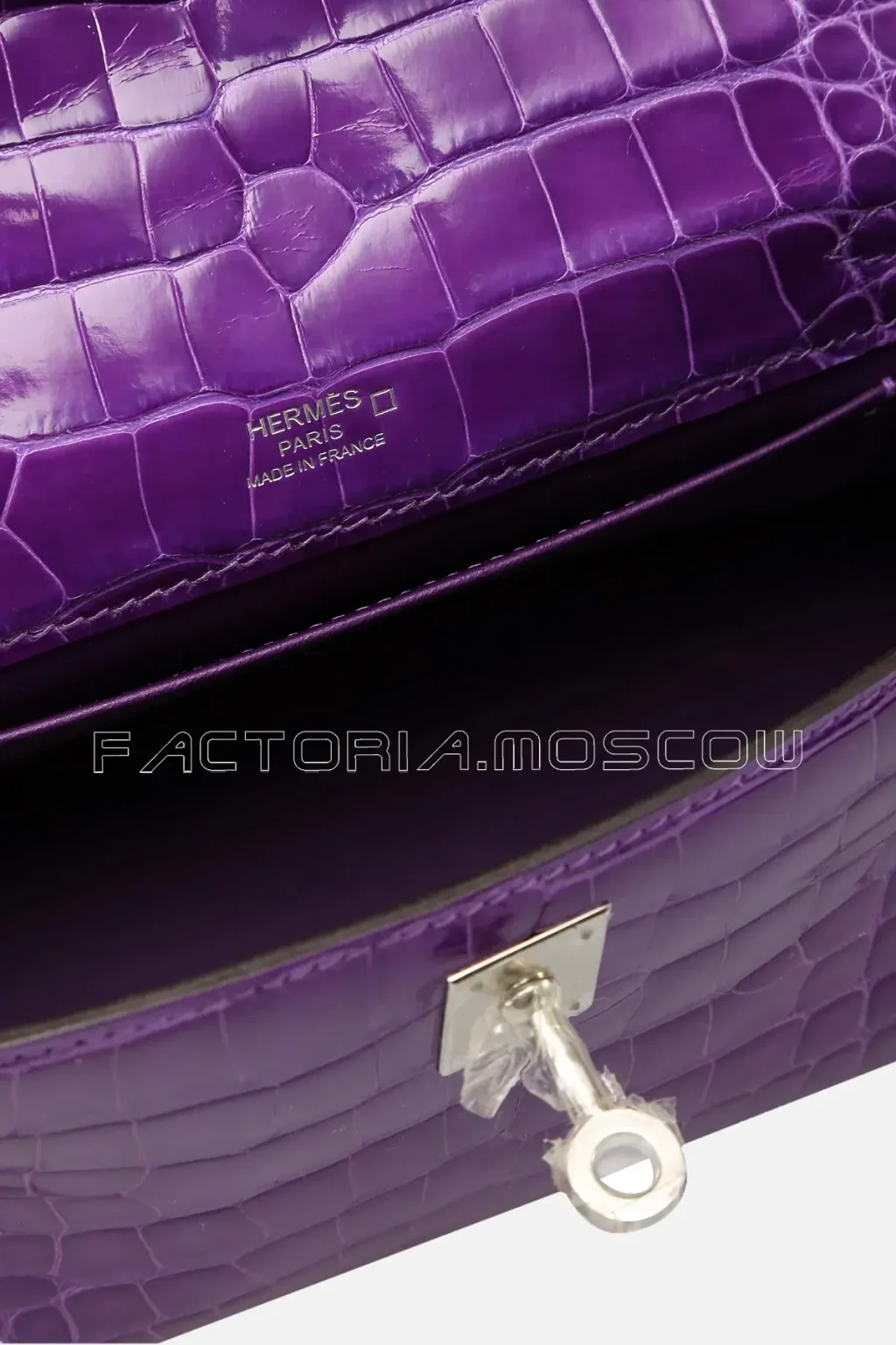 Hermes Kelly Pochette Shiny Alligator Colour Ultraviolet PHW