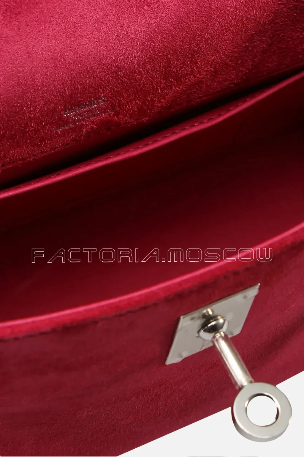 Hermes Kelly Pochette Doblis Suede Colour Framboise PHW
