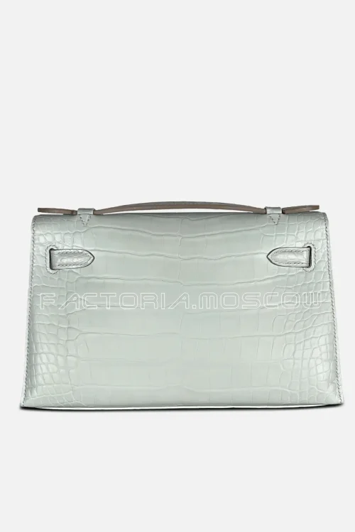 Hermes Kelly Pouchette Alligator matte Colour Gris Pearl PHW