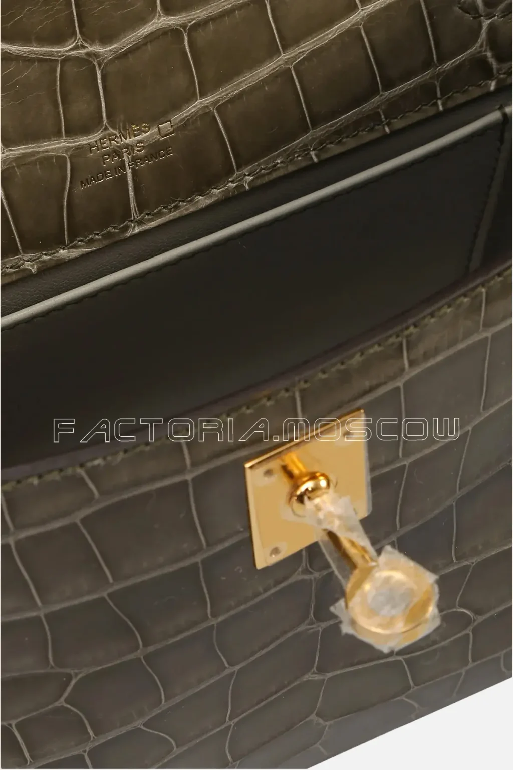 Hermes Kelly Pochette Shiny Croco Gris Tourterelle GHW