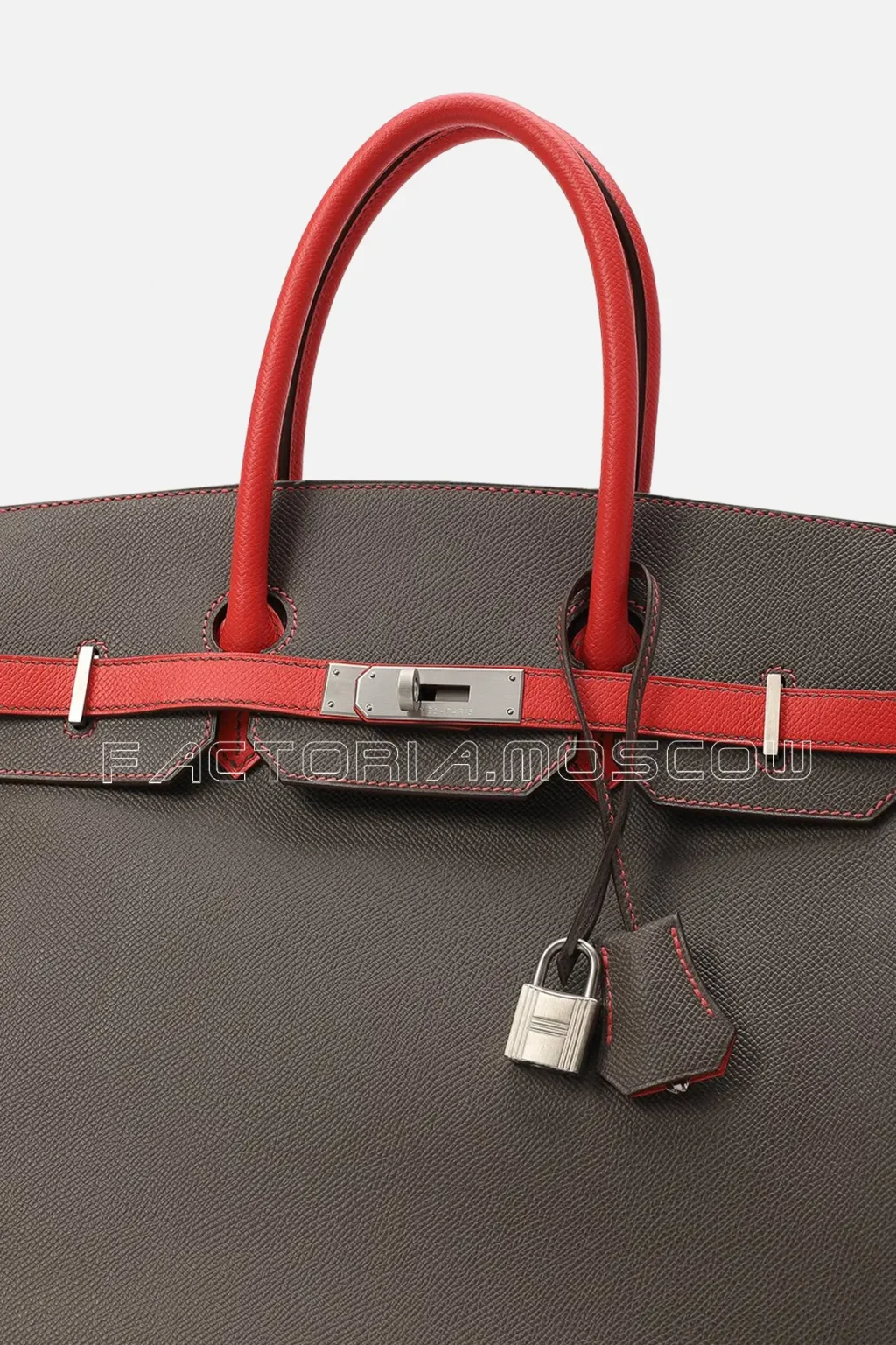 Hermes HSS Birkin 35 Epsom Colour Gris Mayer/Rouge Casaque PHW