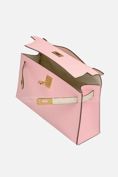 Hermes Kelly Pochette Swift Colour Rose Sakura & Nata GHW