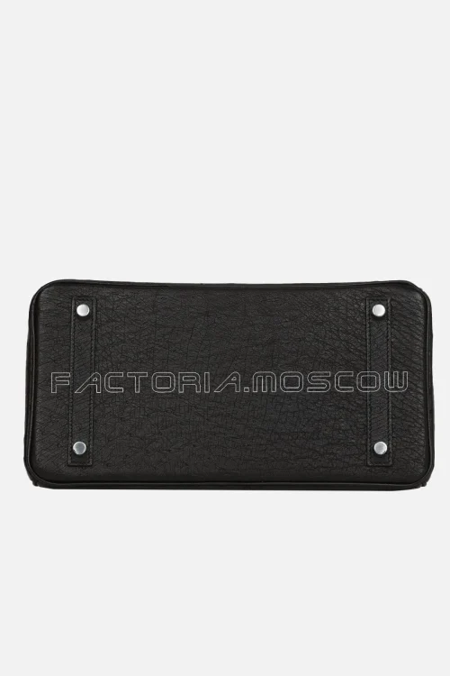 Hermès Birkin 30 Black Shiny Alligator and Ostrich Touch PHW