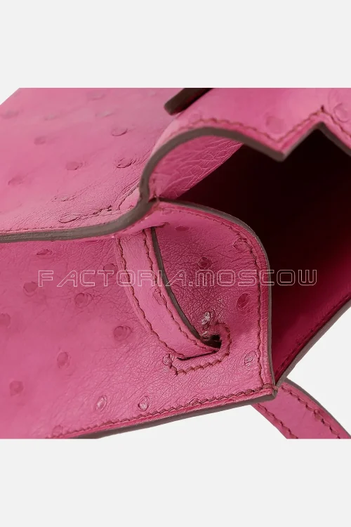Hermes Kelly Pochette Clutch Ostrich Colour Fuchsia PHW