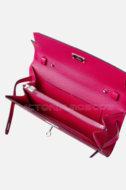 Hermès Kelly To Go Wallet Framboise Chèvre Mysore PHW