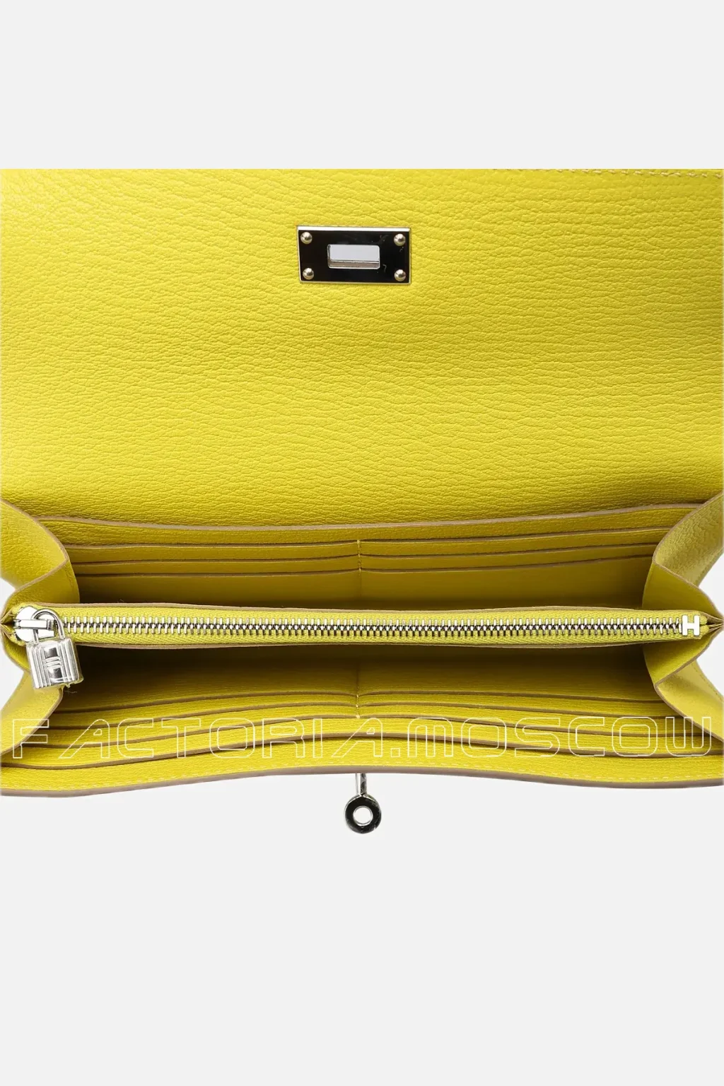 Hermes Kelly Long Wallet Chevre Lime Hardware Phw