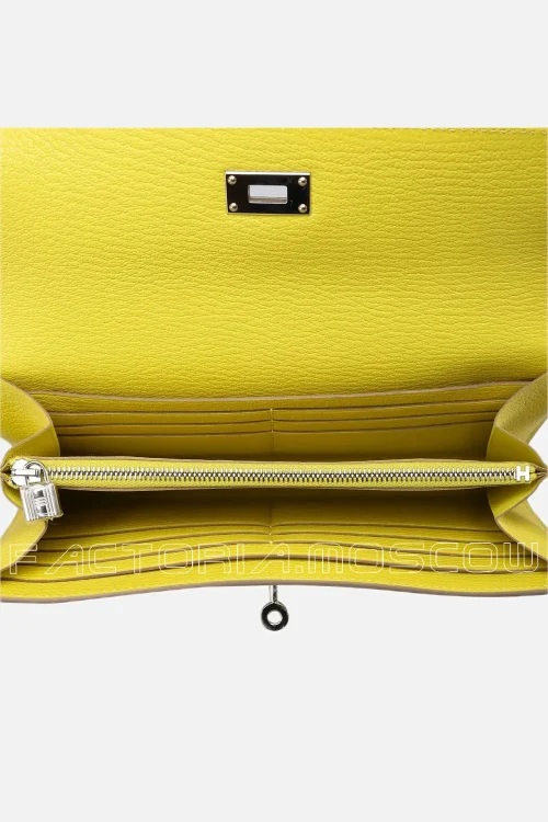 Hermes Kelly Long Wallet Chevre Lime Hardware Phw