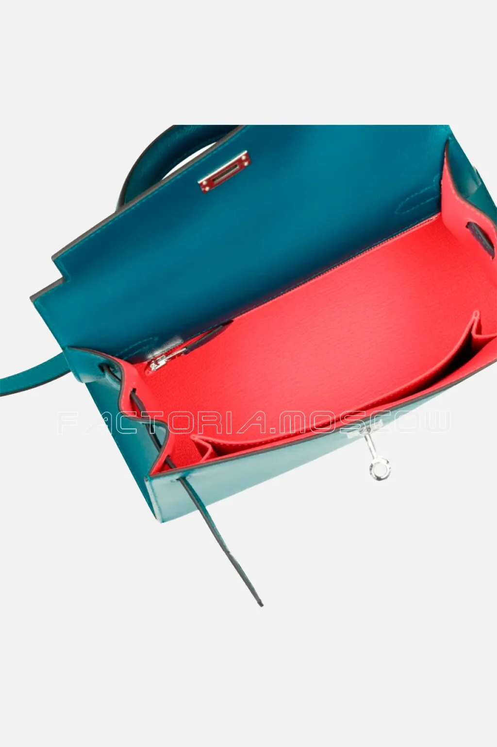Hermès Kelly Sellier 25 Madame Colour Vert Bosphore and Rose Lipstick PHW