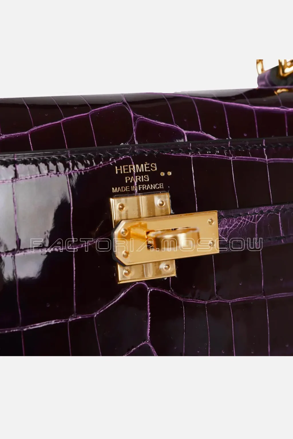 Hermès Kelly Sellier 25 Aubergine Shiny Niloticus Crocodile GHW