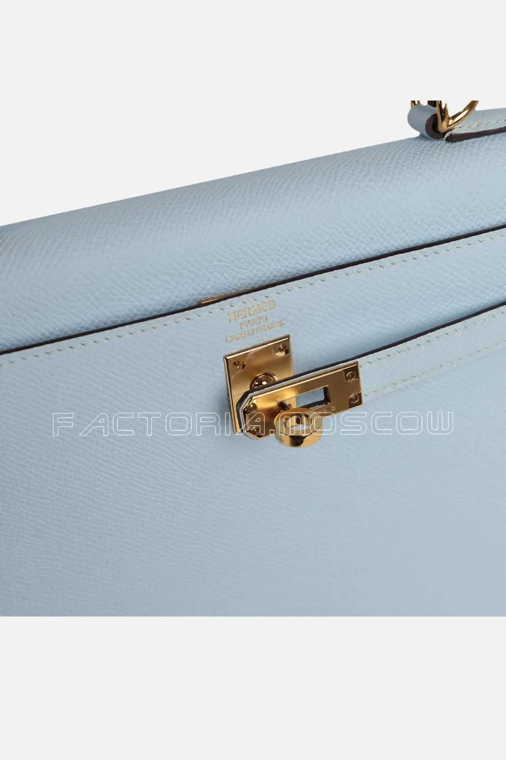 Hermès Kelly Sellier 25 Bleu Brume Epsom GHW