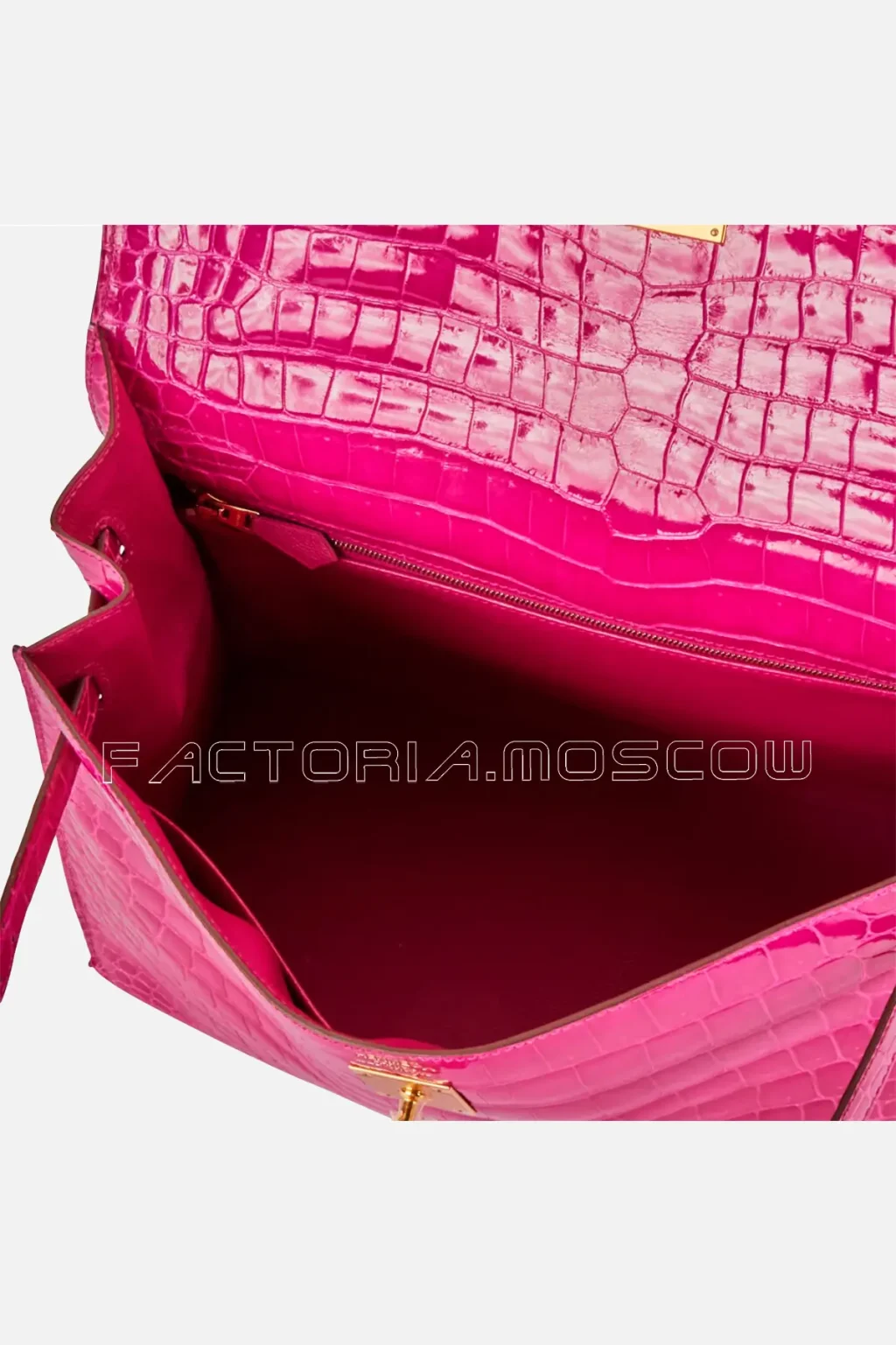 Hermès Kelly Sellier 35 Shiny Porosus Crocodile Colour Rose Scheherazade GHW