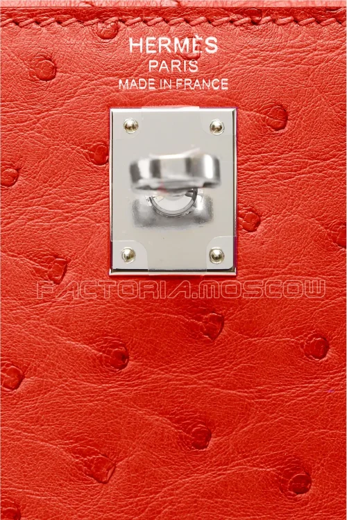 Hermes Kelly Sellier 25 Ostrich Rouge Casaque PHW